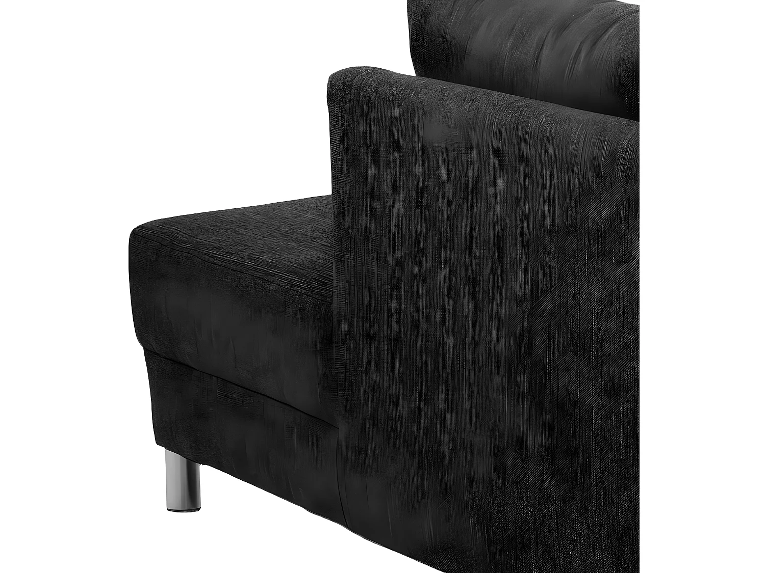 Calverton Canapé d'angle avec ottomane tournée vers la droite en tissu gris anthracite et pieds chromés.