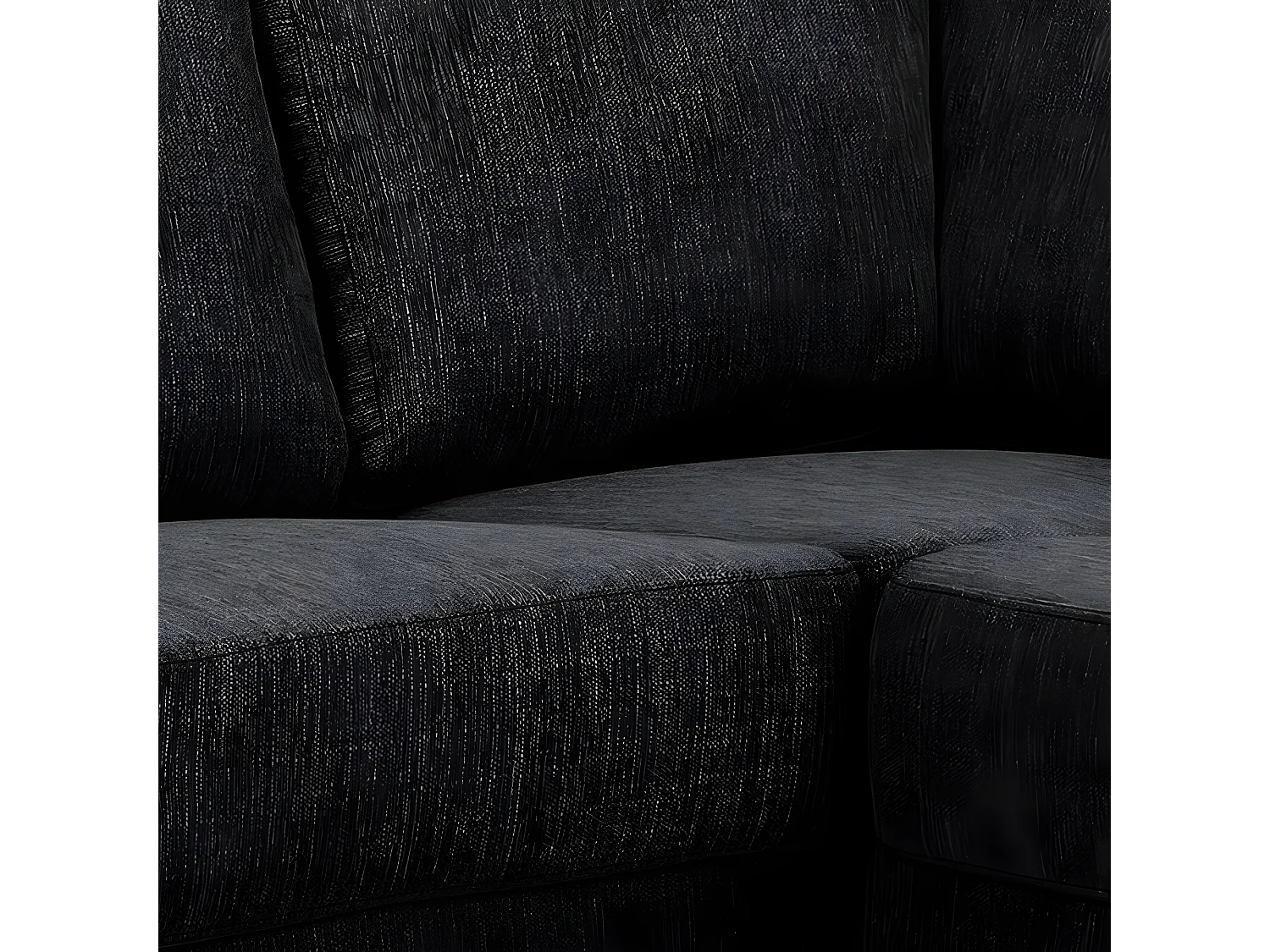 Calverton Canapé d'angle avec ottomane tournée vers la droite en tissu gris anthracite et pieds chromés.