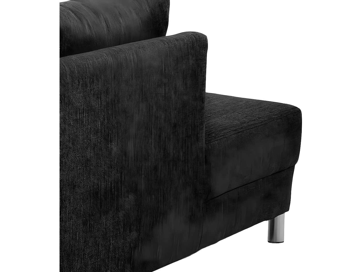 Calverton Ecksofa mit links gewendeten Ottomane in anthrazit grauen Stoff und Chrom Beinen.