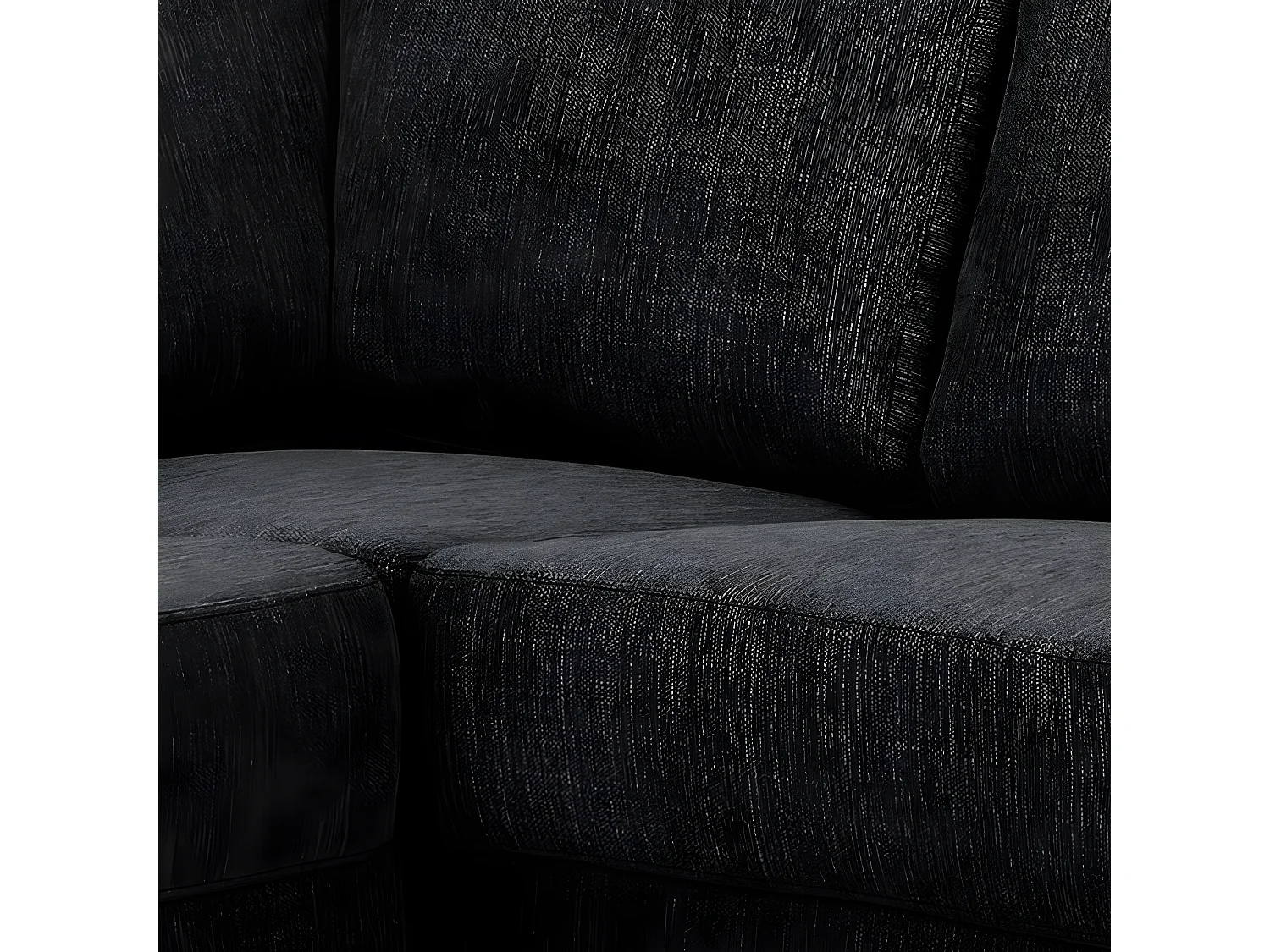 Calverton Canapé d'angle avec ottomane tournée vers la gauche en tissu gris anthracite et pieds chromés.