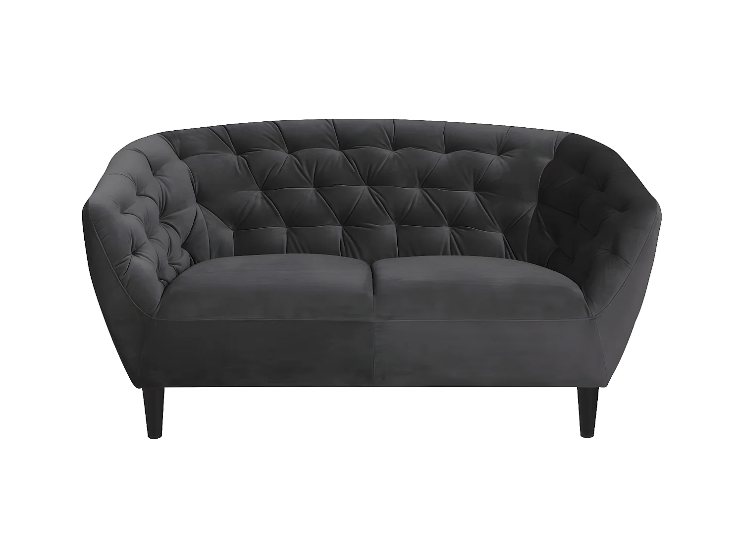 Rian Canapé 2 personnes gris foncé avec pieds noirs.