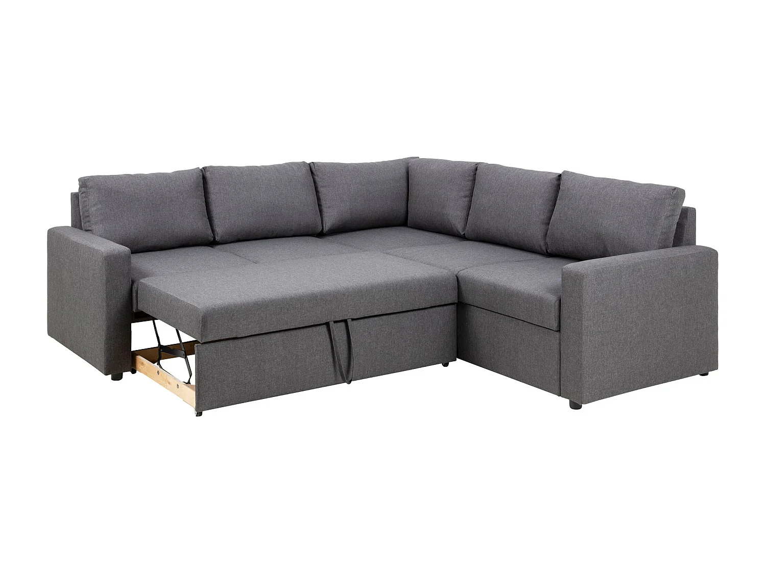 Sacramento Canapé d'angle, espace de rangement dissimulé et lit gigogne, gris.