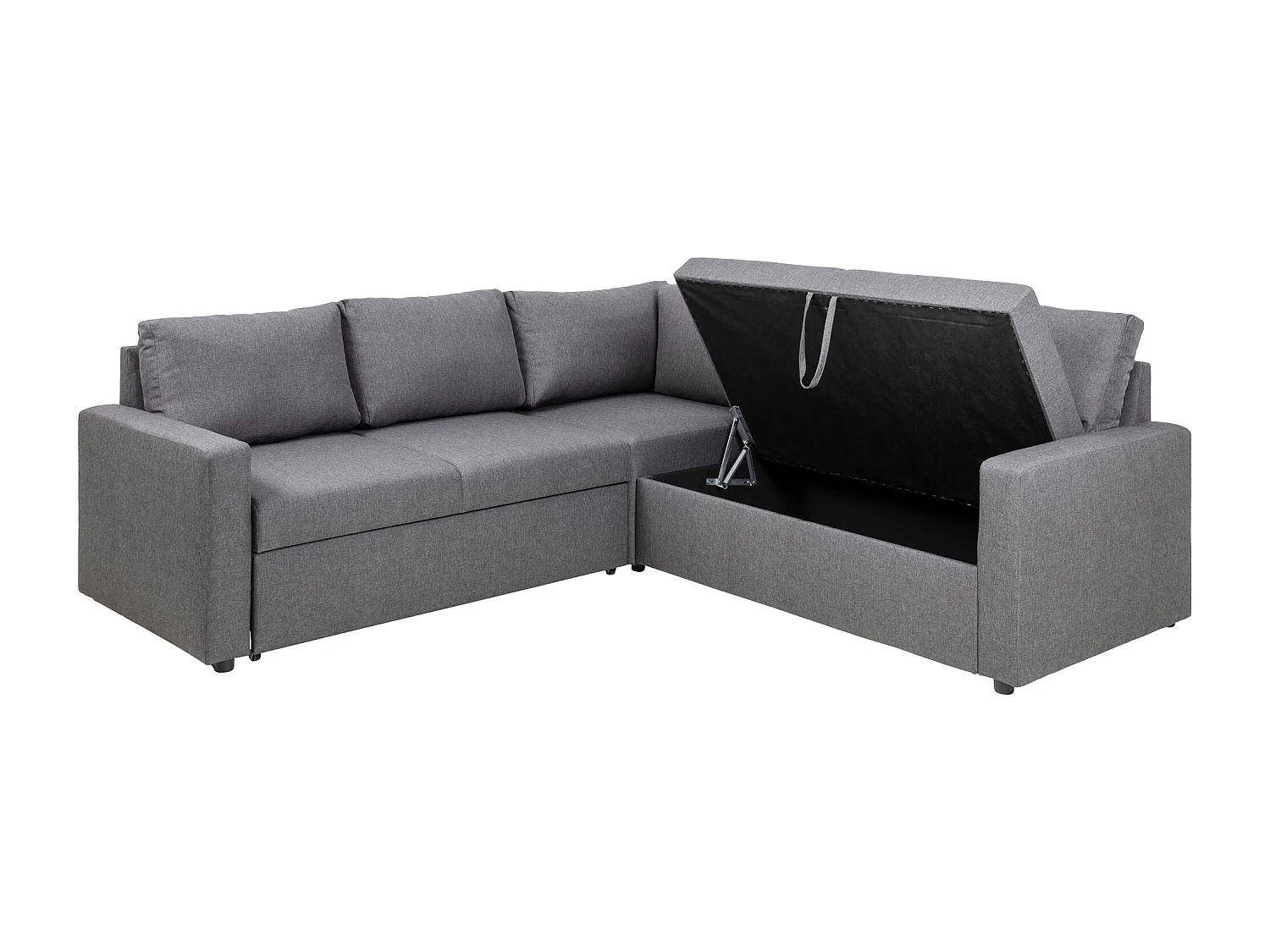 Sacramento Canapé d'angle, espace de rangement dissimulé et lit gigogne, gris.