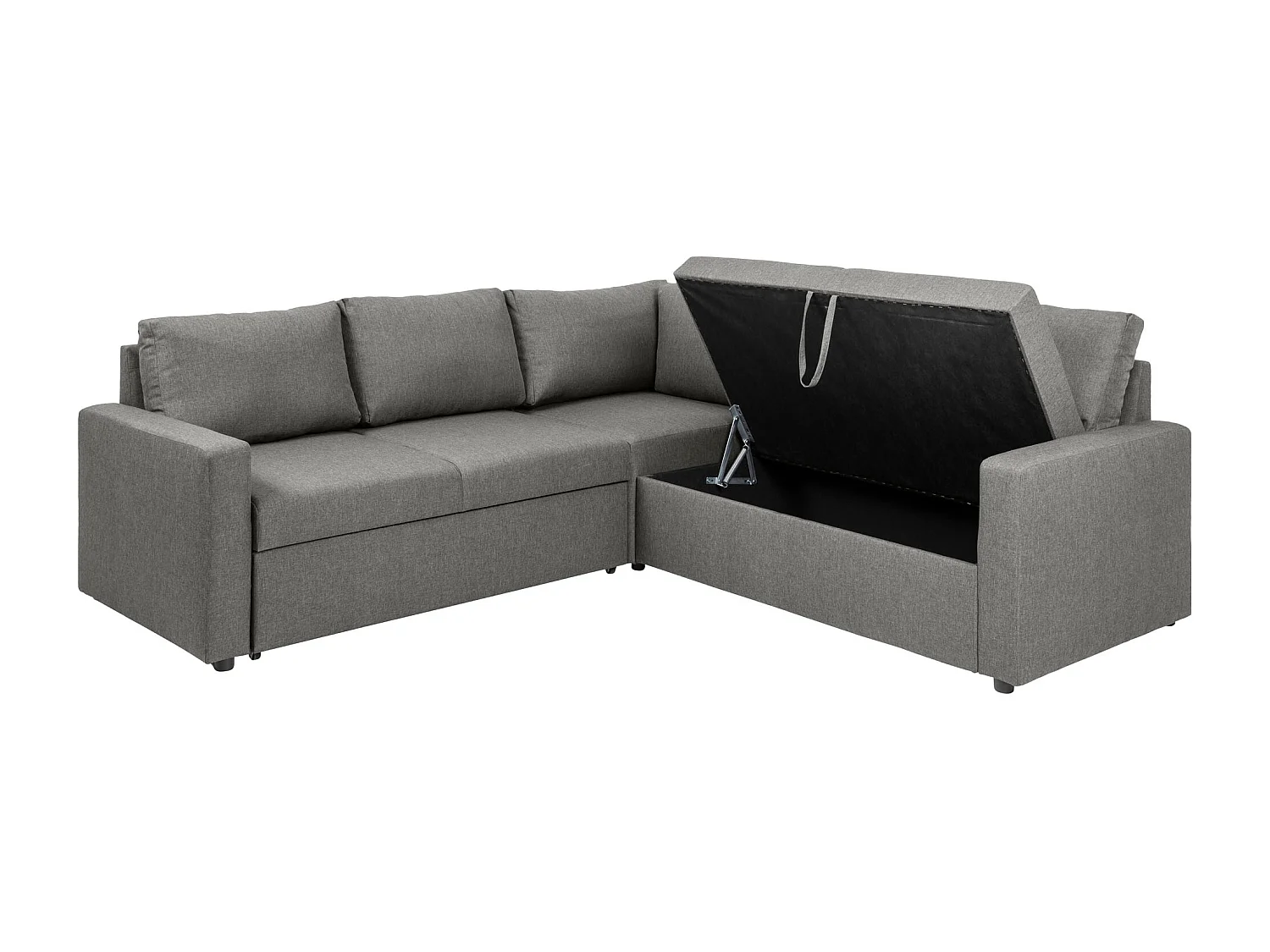 Sacramento Ecksofa versteckte Aufbewahrung und ausziehbares Bett hellgrau.