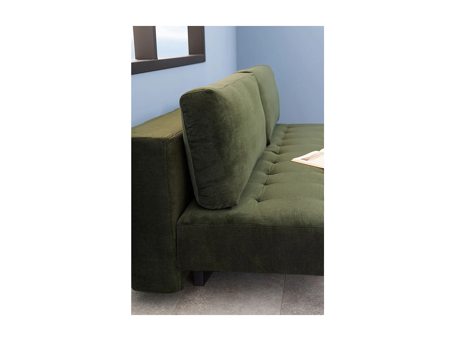 Blain canapé-lit velours vert.