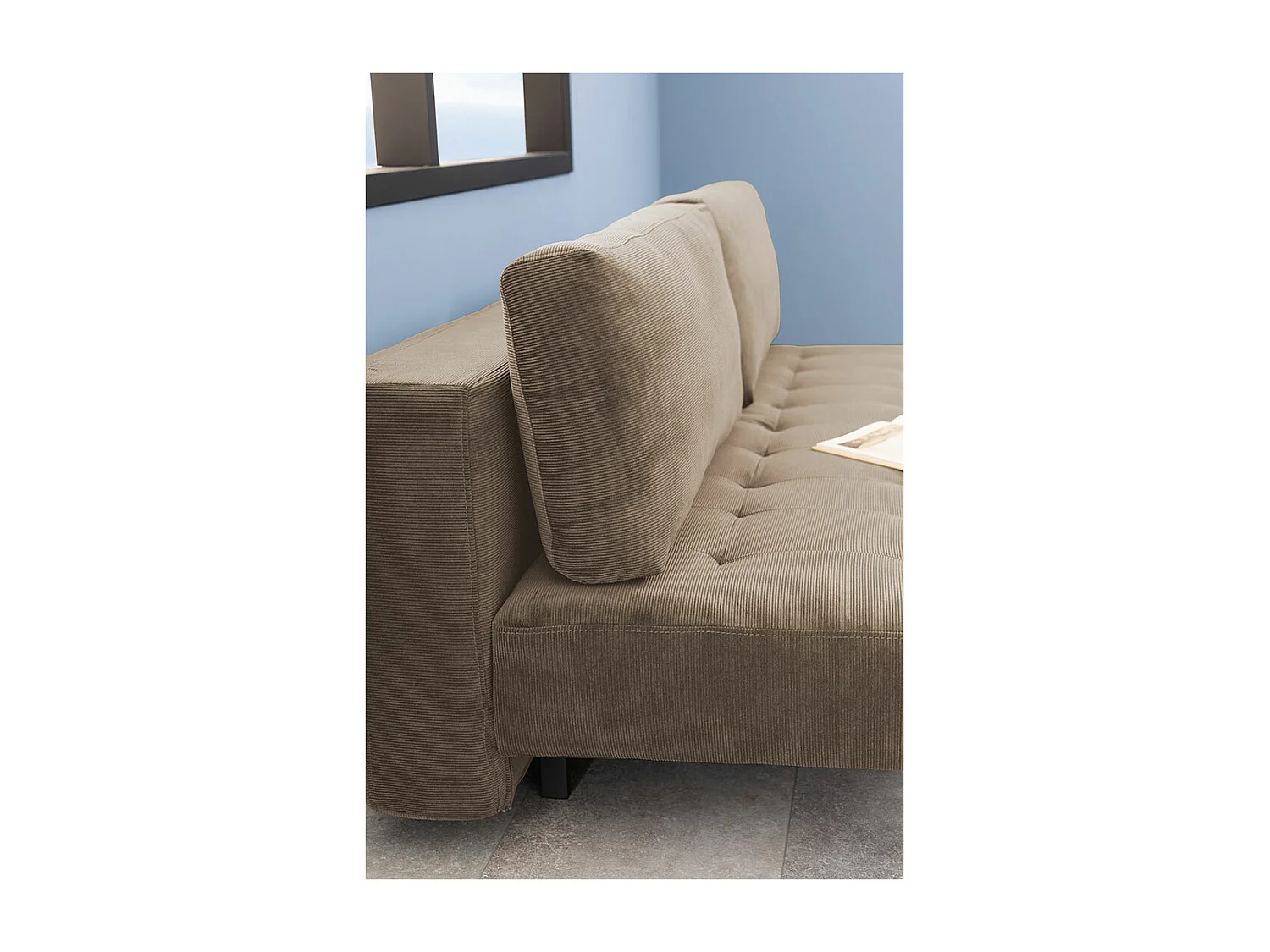 Blain canapé-lit velours beige.