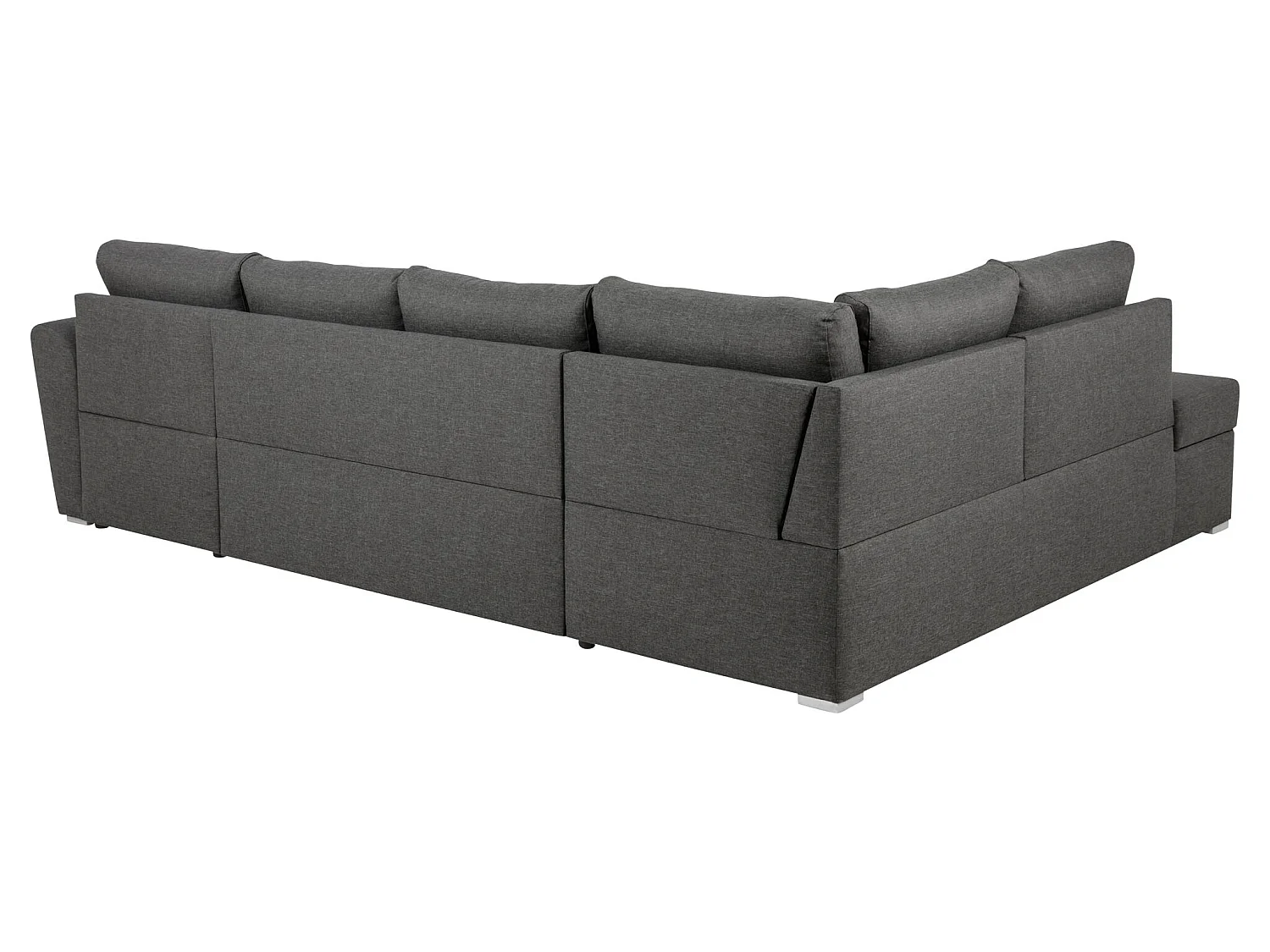 Stan slaapbank, hoek links met chaise longue rechts, in grijs.