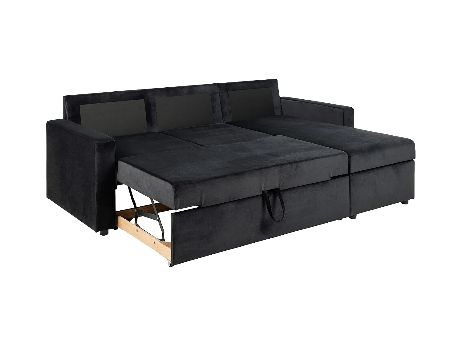 Sacramento slaapbank chaise longue omkeerbaar, verborgen opslag en uitschuifbaar bed antracietgrijs.