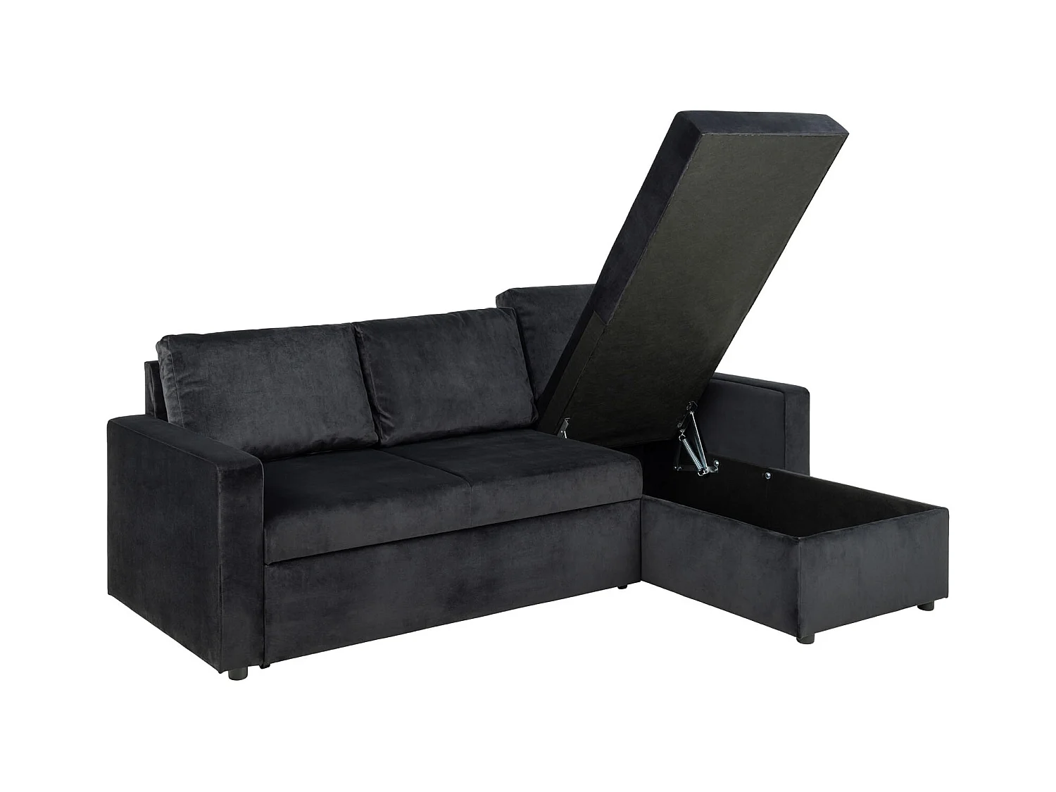 Sacramento slaapbank chaise longue omkeerbaar, verborgen opslag en uitschuifbaar bed antracietgrijs.