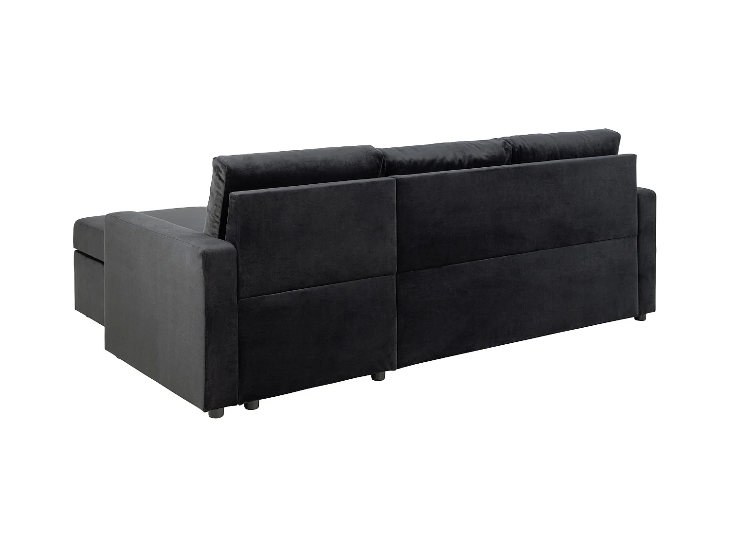 Sacramento slaapbank chaise longue omkeerbaar, verborgen opslag en uitschuifbaar bed antracietgrijs.