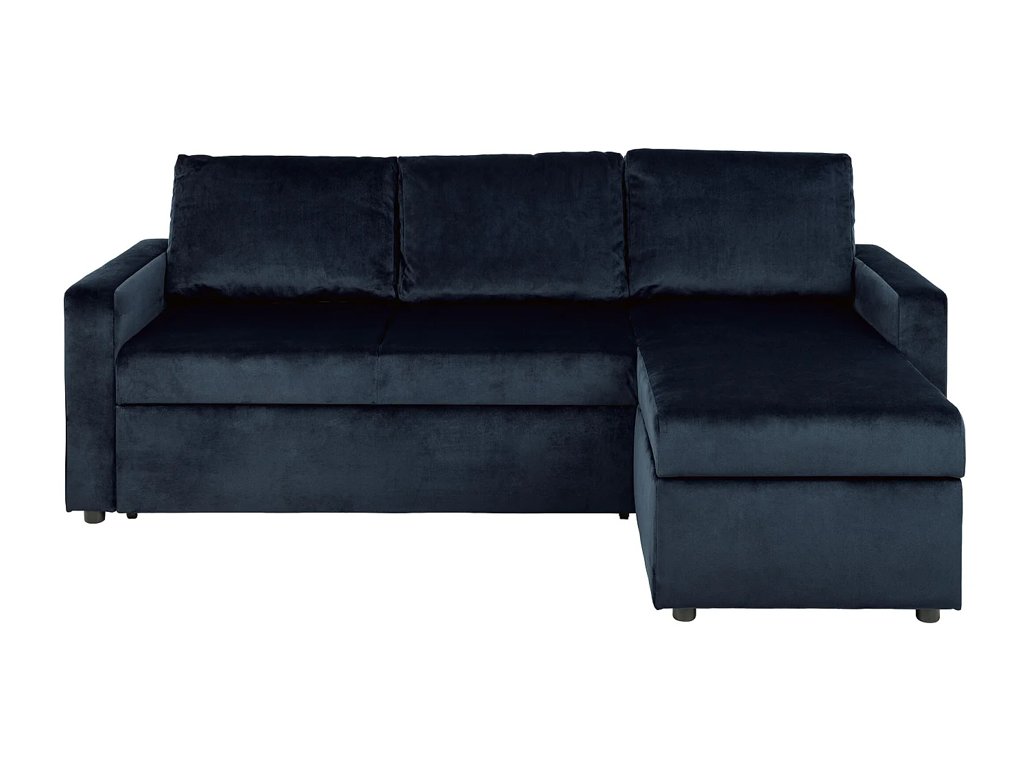 Sacramento slaapbank chaise longue omkeerbaar, verborgen opslag en uitschuifbaar bed donkerblauw.