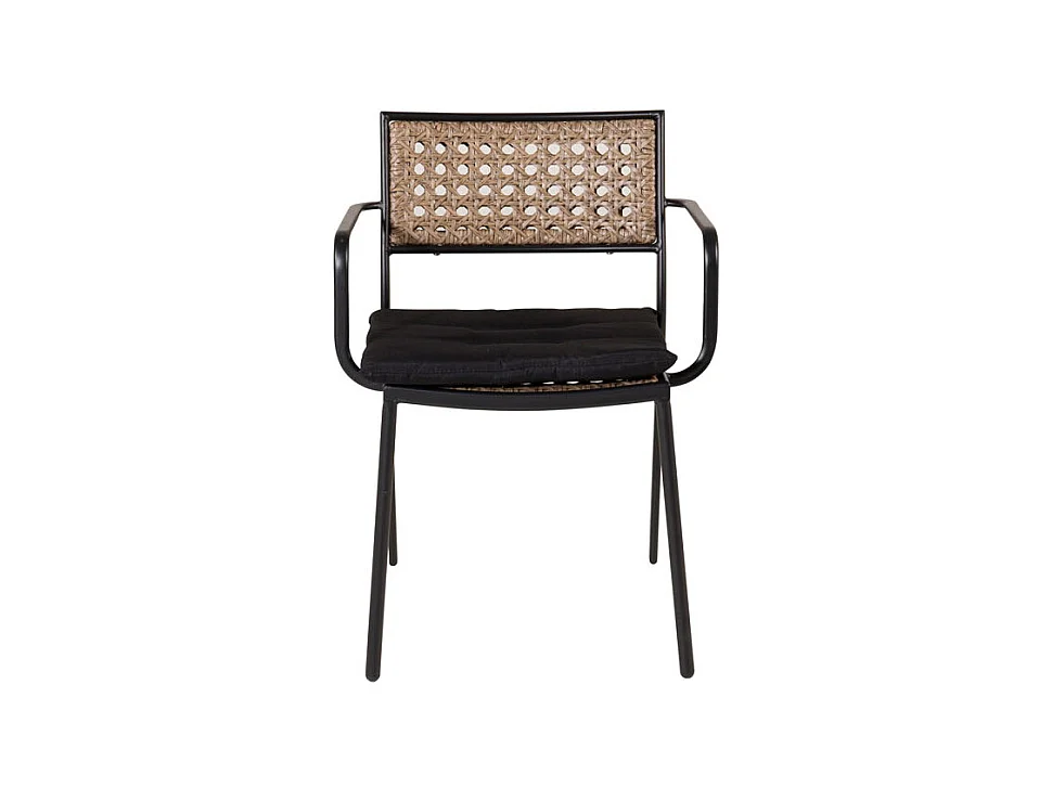 Paola Chaise de jardin avec support d'assise, empilable, noir, naturel.