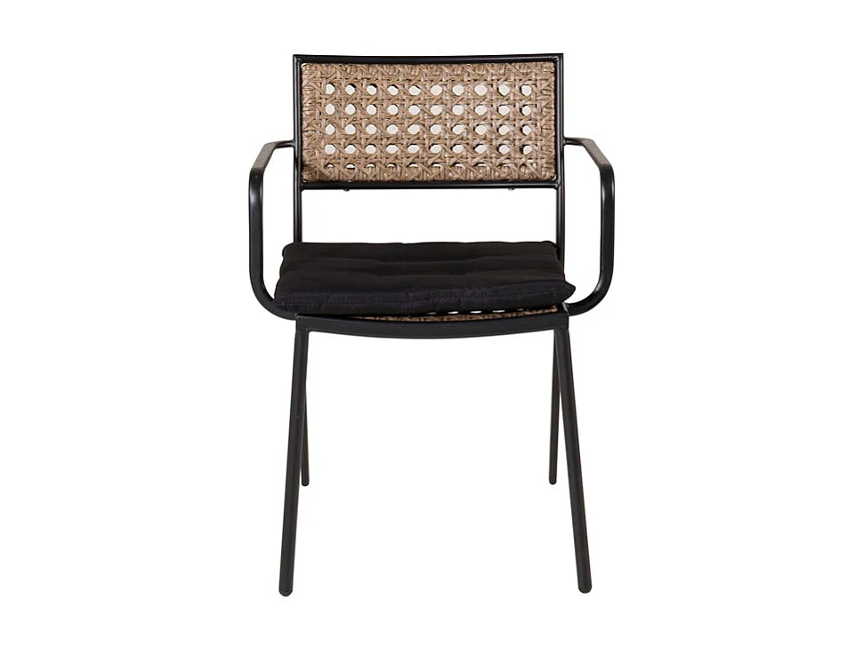 Paola Chaise de jardin avec support d'assise, empilable, noir, naturel.