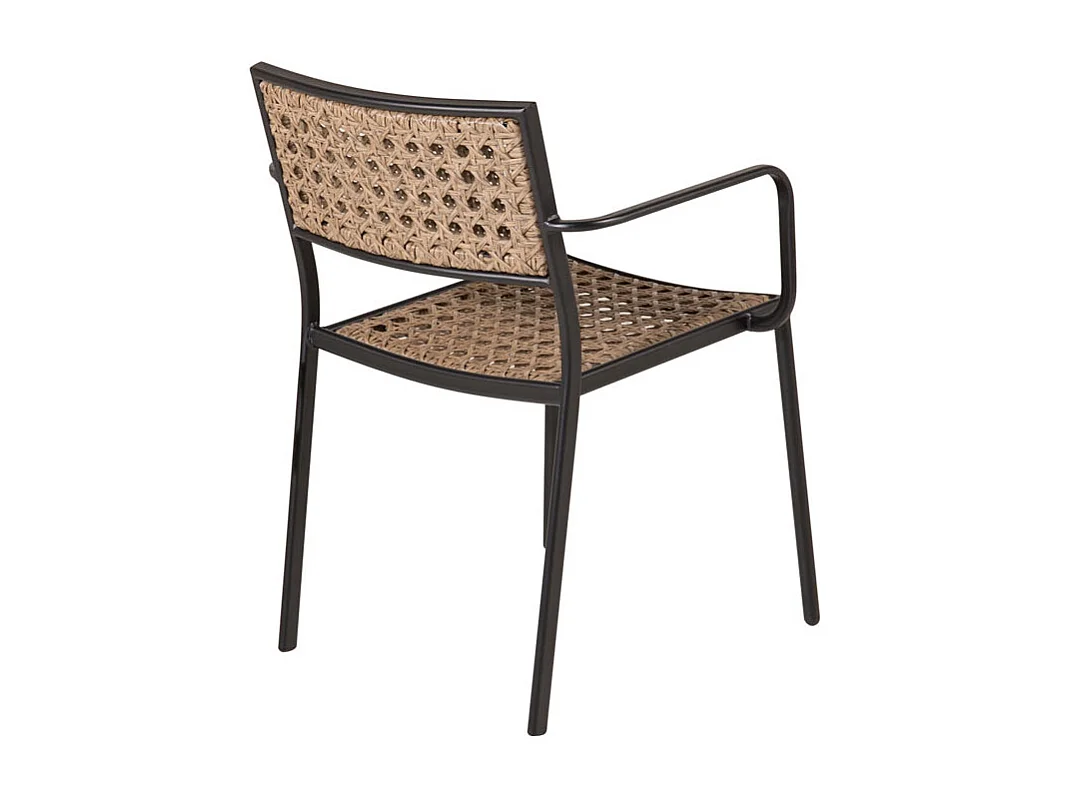 Paola Chaise de jardin avec support d'assise, empilable, noir, naturel.