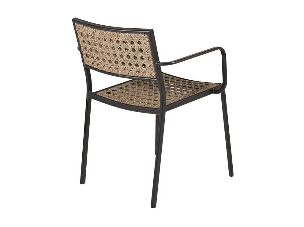 Paola Chaise de jardin avec support d'assise, empilable, noir, naturel.