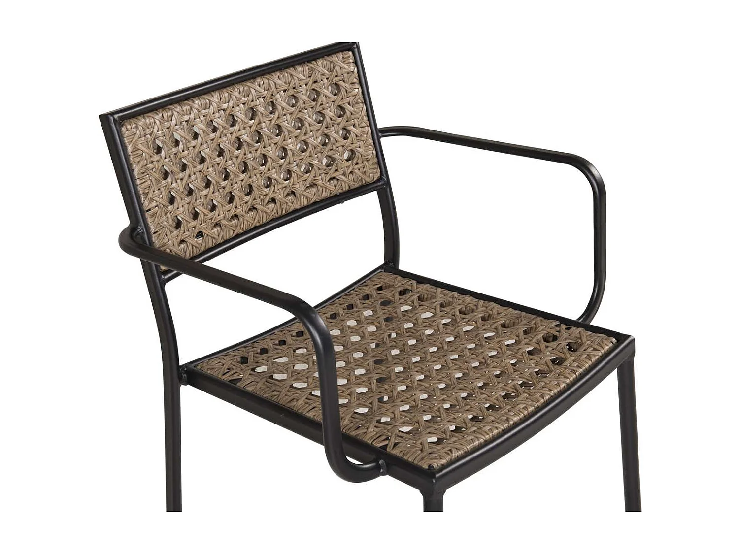 Paola Chaise de jardin avec support d'assise, empilable, noir, naturel.