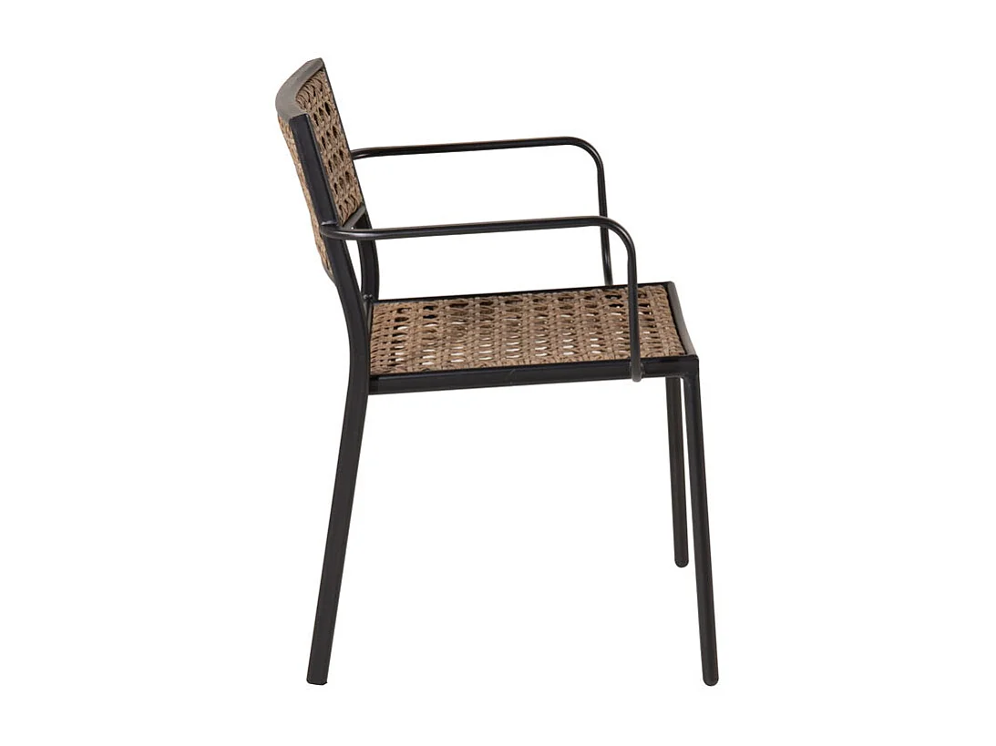 Paola Chaise de jardin avec support d'assise, empilable, noir, naturel.