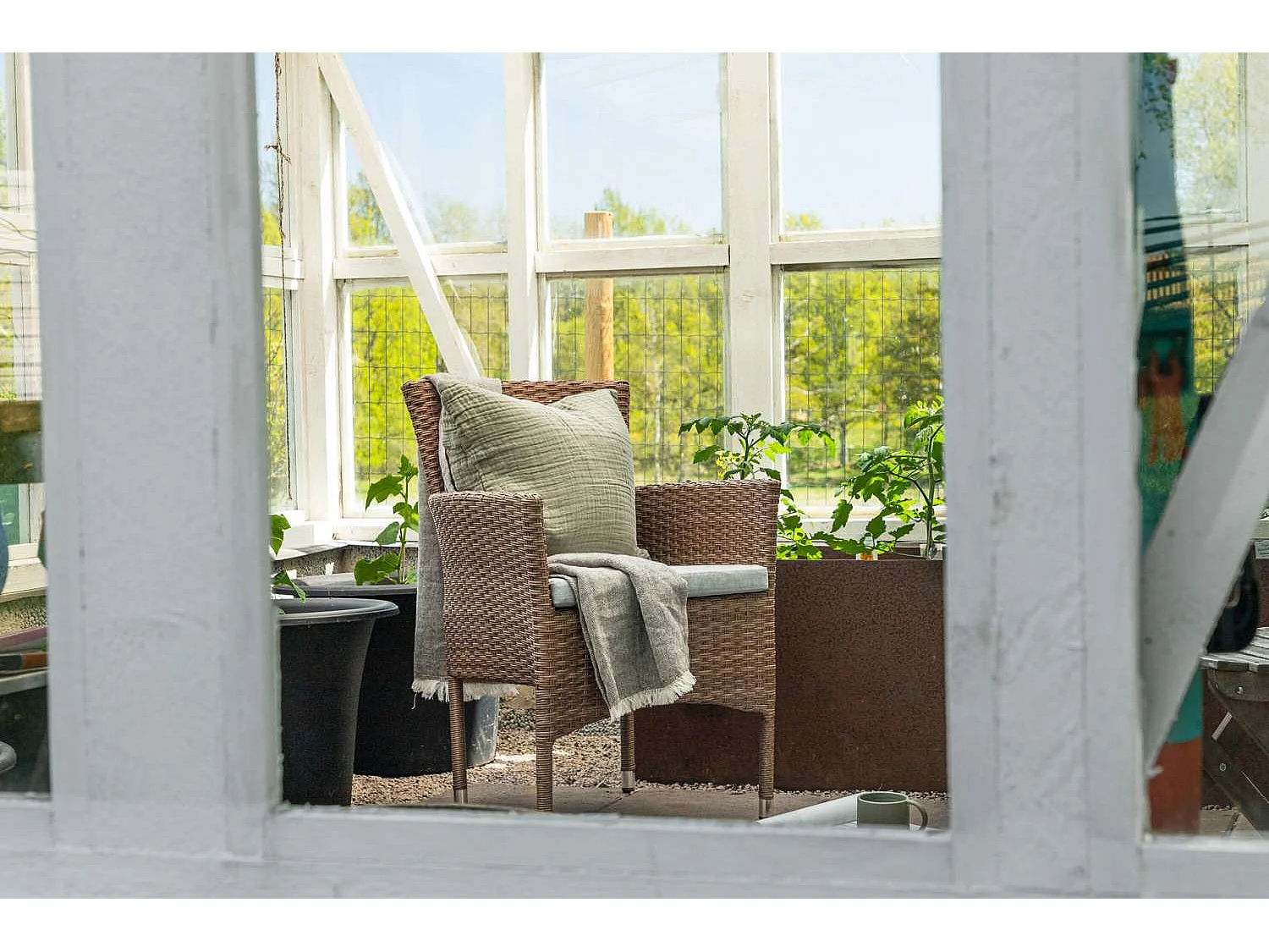 Malina Gartenstuhl inkl. Kissen stapelbar natur.