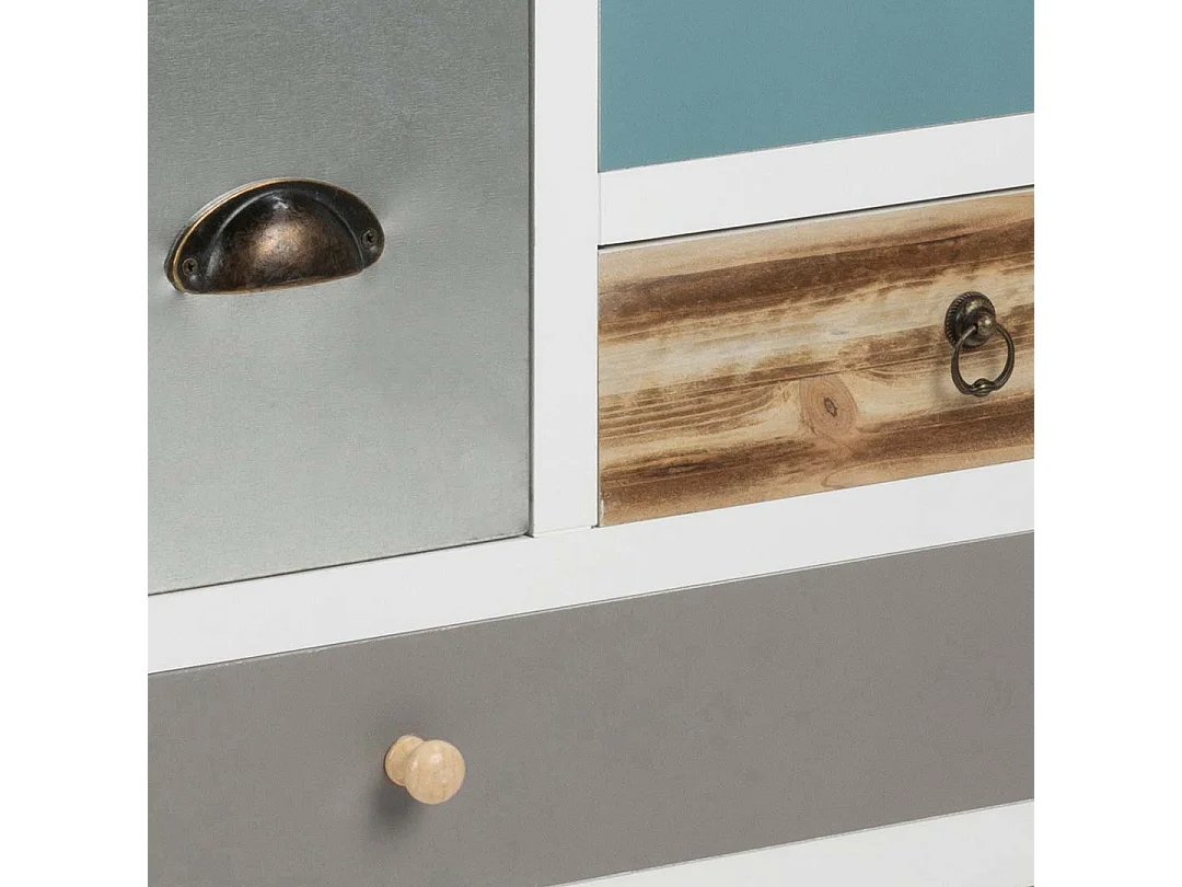 Thames Kommode in weiss mit 11 multifarben Schubladen.