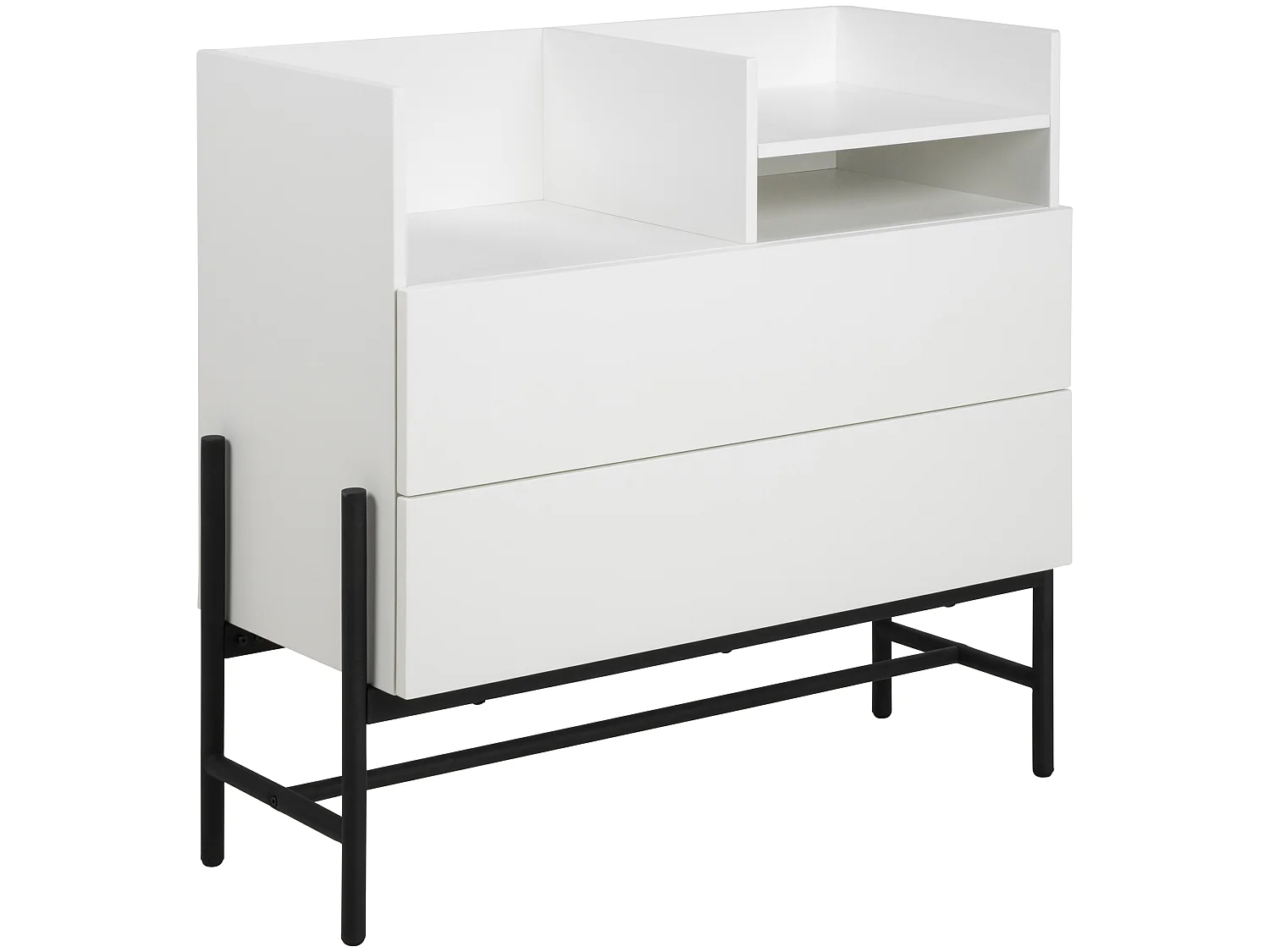 Noma kommode 1 plank en 2 lades wit, zwart.