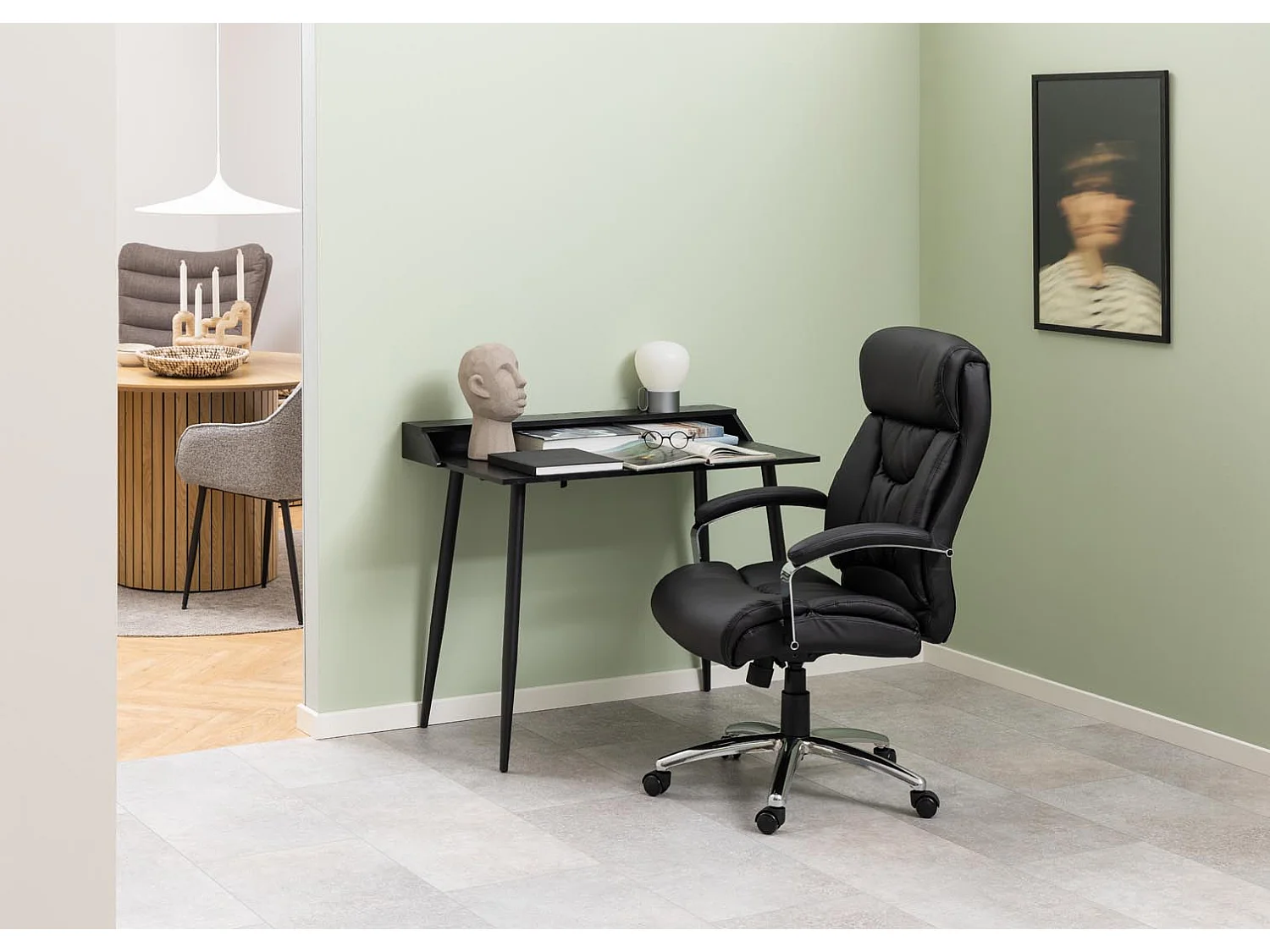 Benson chaise de bureau Simili cuir PU noir.