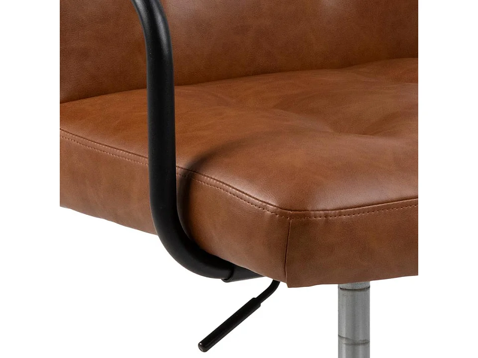 Cosmo Chaise de bureau avec accoudoirs, cuir synthétique PU, marron.