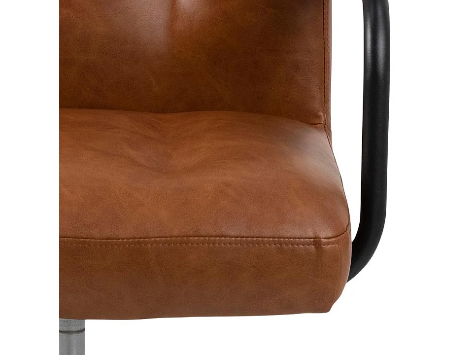 Cosmo Chaise de bureau avec accoudoirs, cuir synthétique PU, marron.