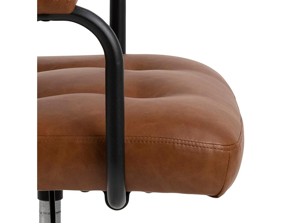 Cosmo Chaise de bureau avec accoudoirs, cuir synthétique PU, marron.