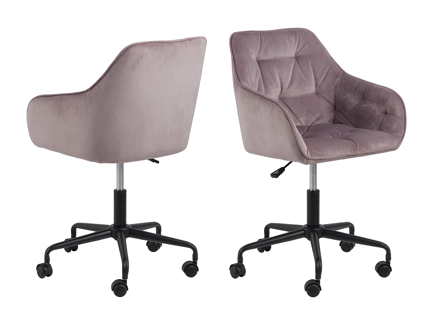 Brooke Chaise de bureau en velours, rose.