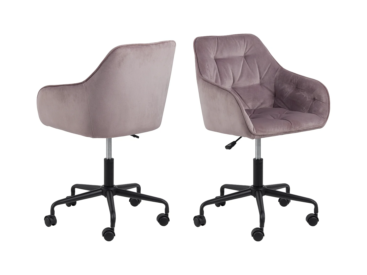 Brooke Chaise de bureau en velours, rose.