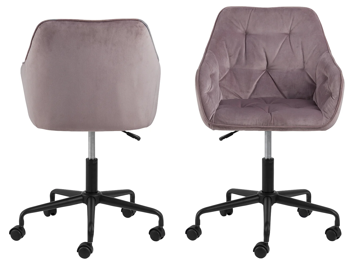 Brooke Chaise de bureau en velours, rose.