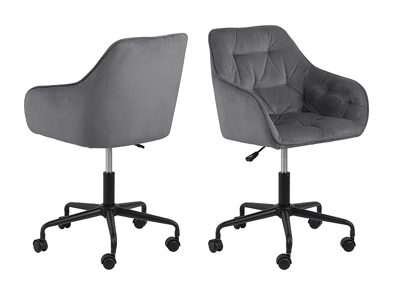 Brooke Chaise de bureau en velours, gris.