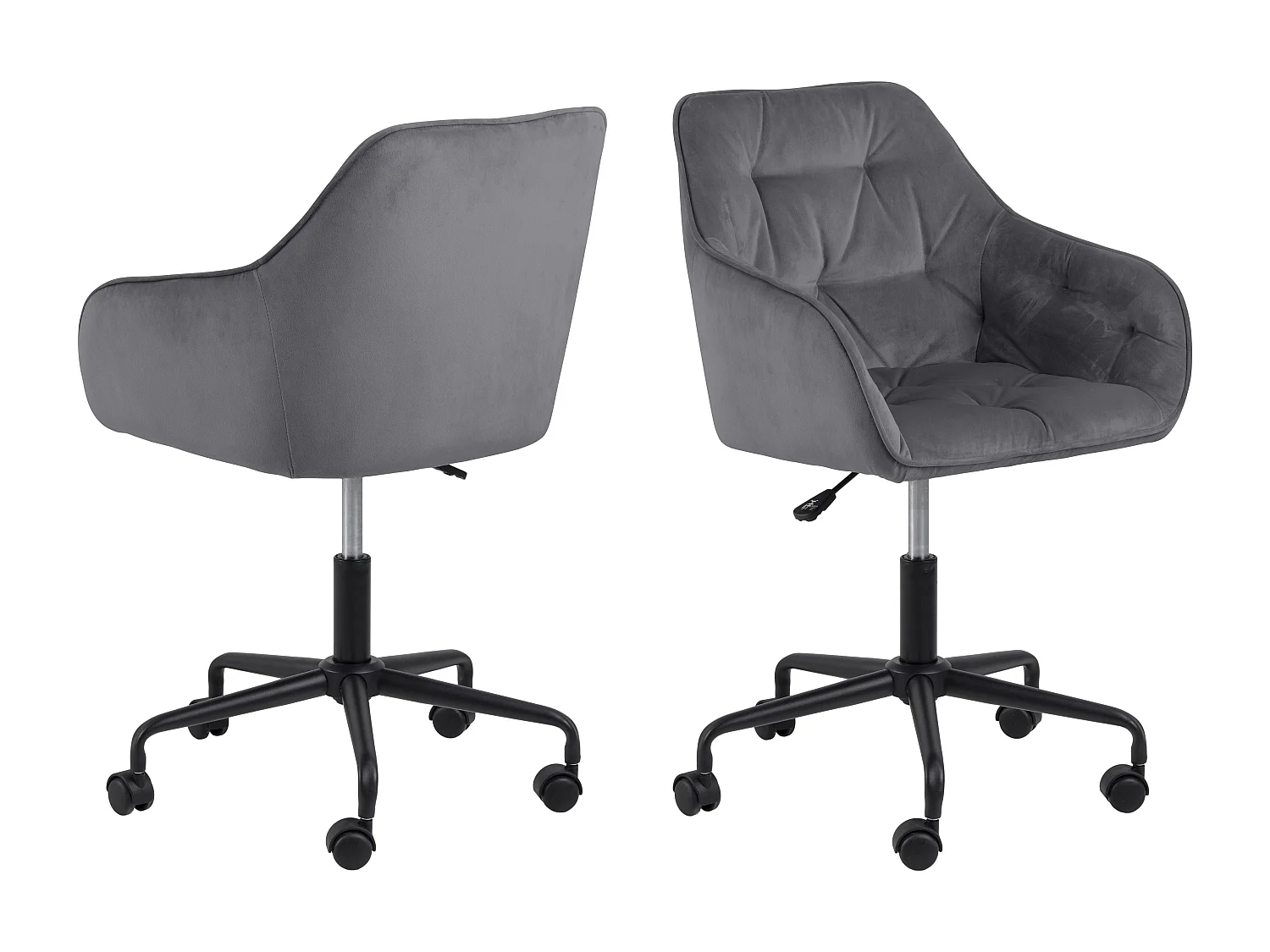 Brooke Chaise de bureau en velours, gris.