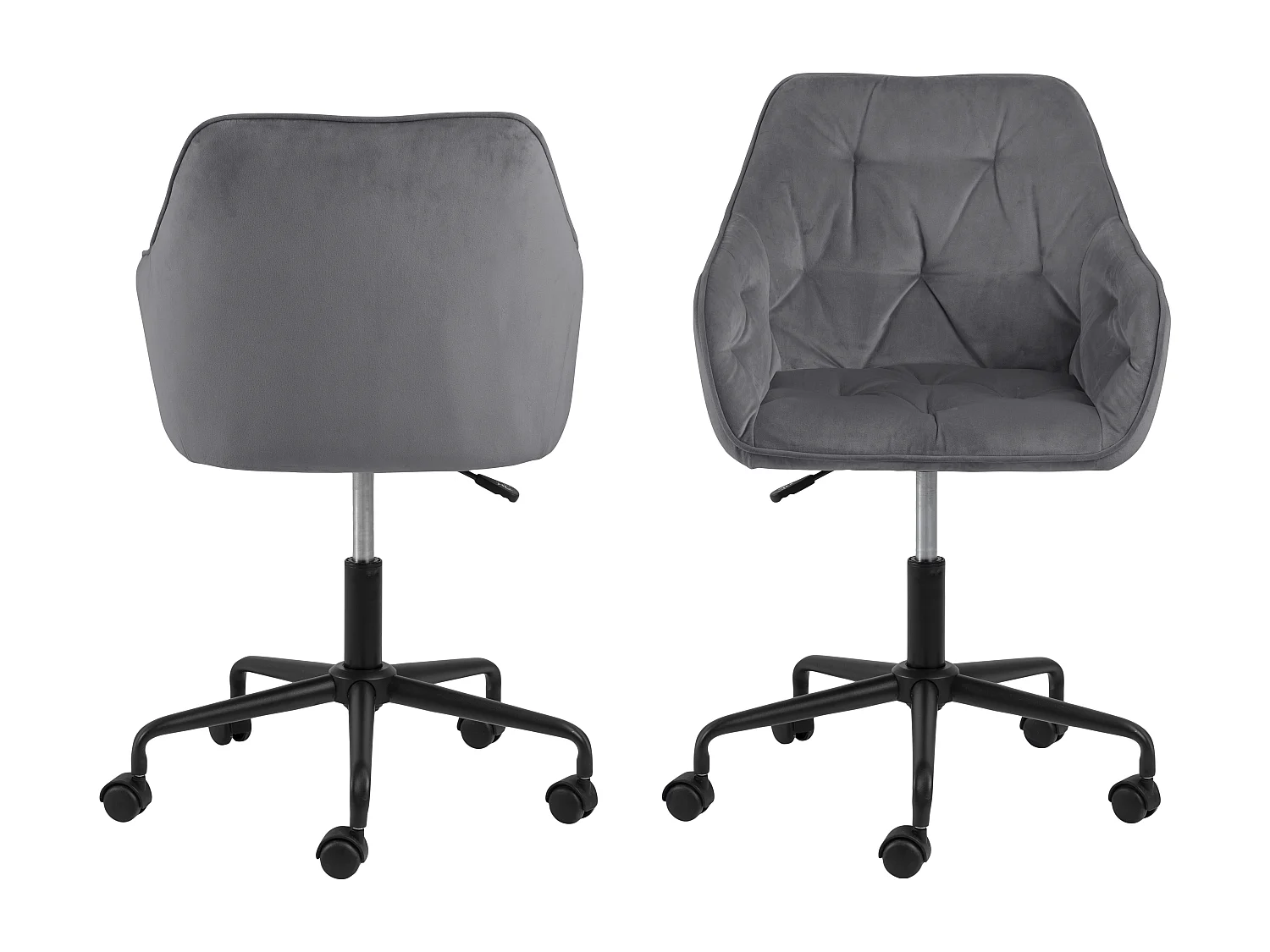 Brooke Chaise de bureau en velours, gris.