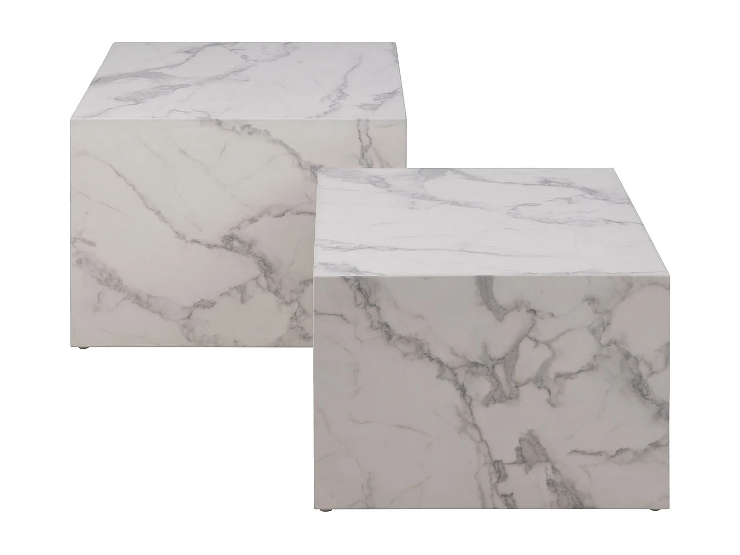 Dice Table basse marbrée, 2 pièces, finition, blanc.