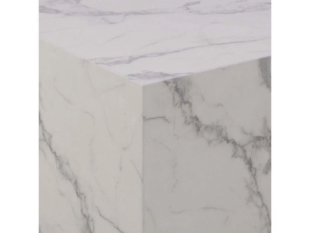 Dice Table basse marbrée, 2 pièces, finition, blanc.