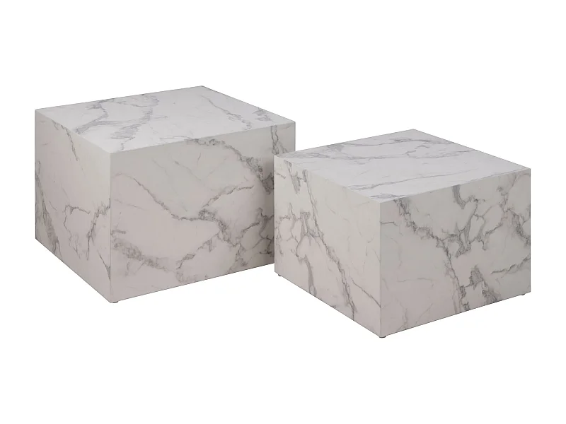 Dice Couchtisch Marmor 2 Stück Dekor weiss.