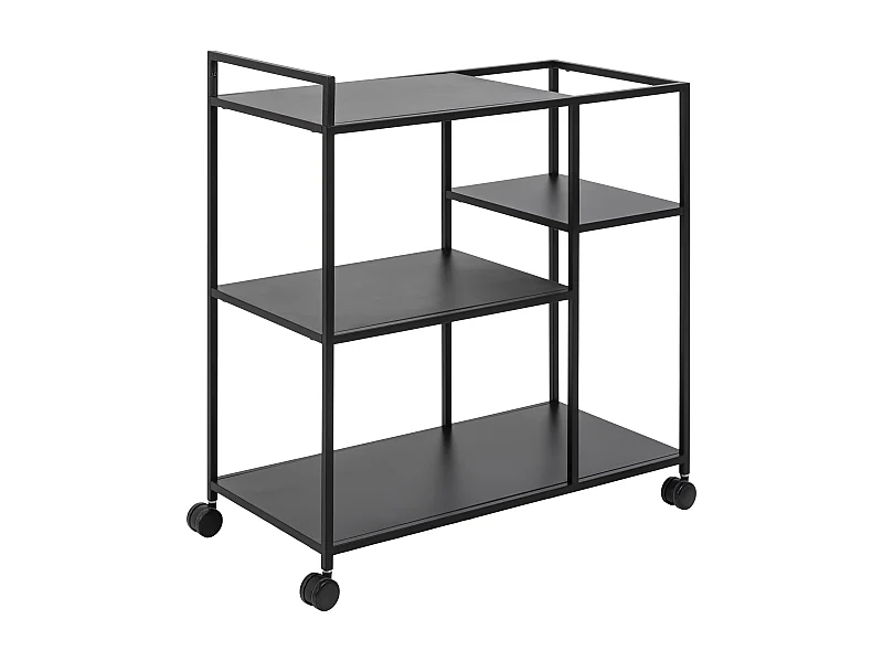 Newcastle Couchtisch Rollwagen mit 3 Ablagen schwarz.