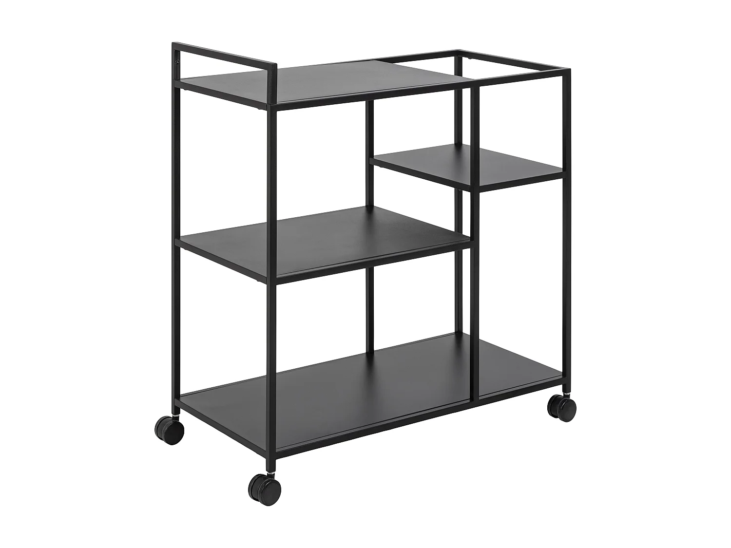 Newcastle Table basse chariot à roulettes avec 3 tablettes de rangement, noir.