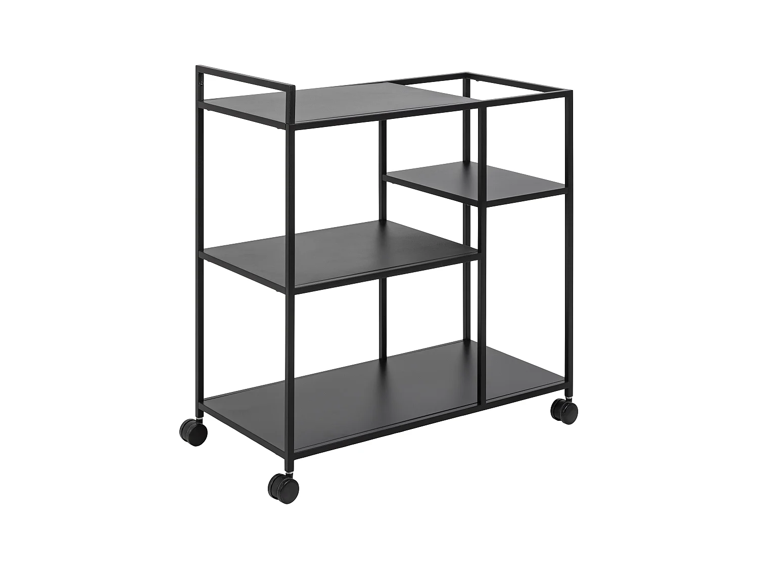 Newcastle Table basse chariot à roulettes avec 3 tablettes de rangement, noir.