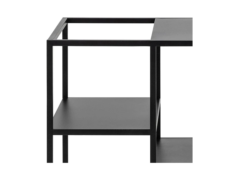 Newcastle Table basse chariot à roulettes avec 3 tablettes de rangement, noir.