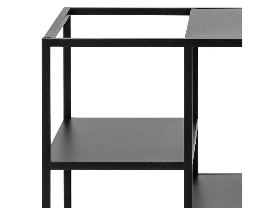 Newcastle Table basse chariot à roulettes avec 3 tablettes de rangement, noir.