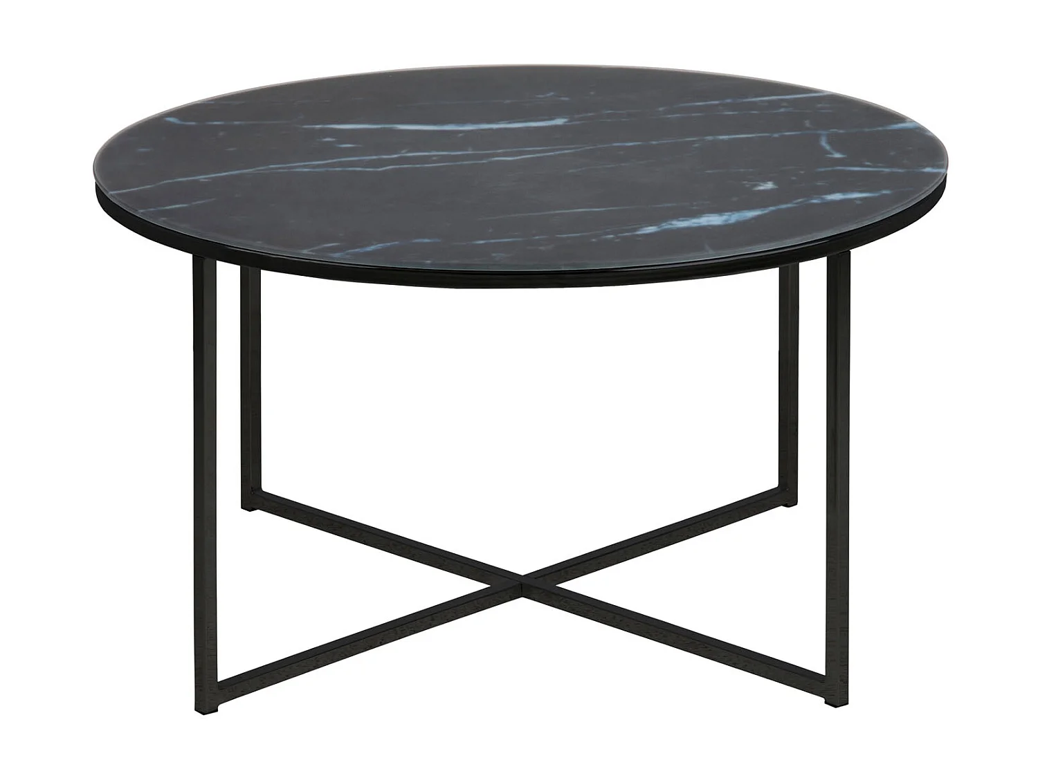Alisma salontafel Ø80 cm marmer decor zwart.