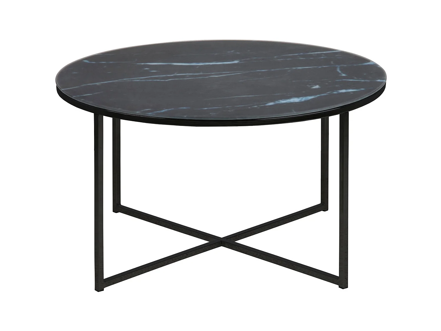 Alisma salontafel Ø80 cm marmer decor zwart.