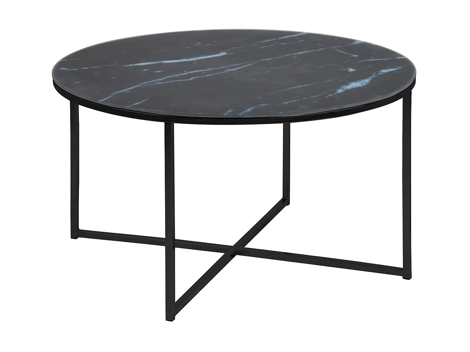 Alisma Table basse Ø80 cm, finition marbre noir.