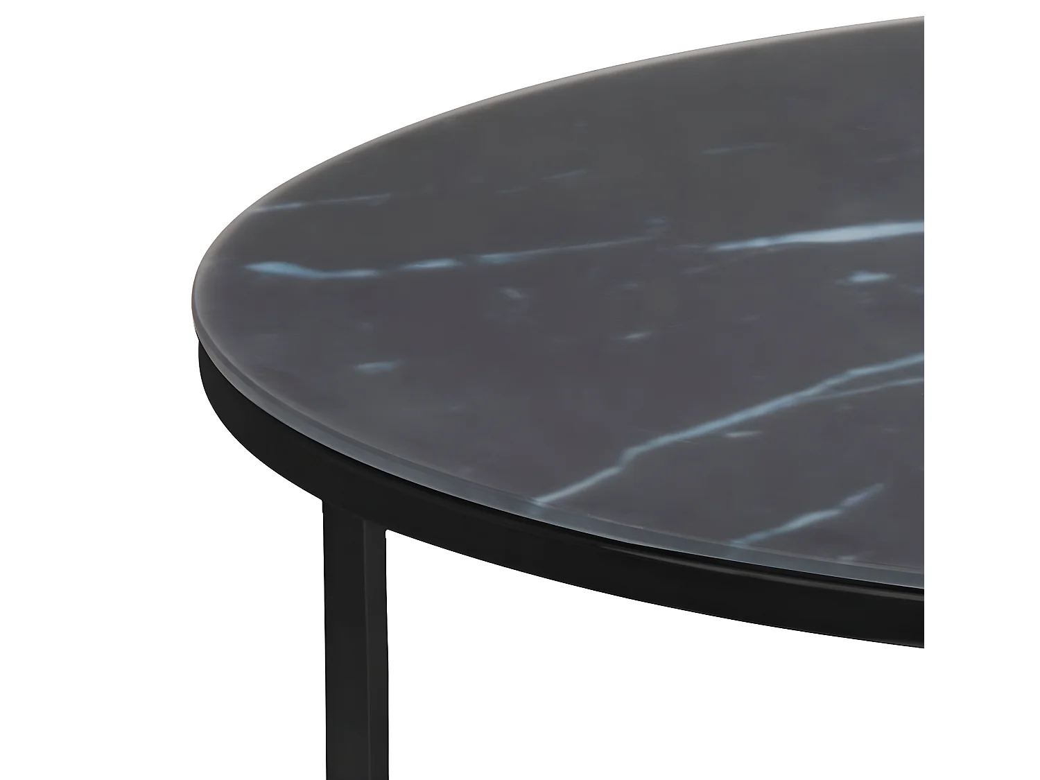 Alisma Table basse Ø80 cm, finition marbre noir.