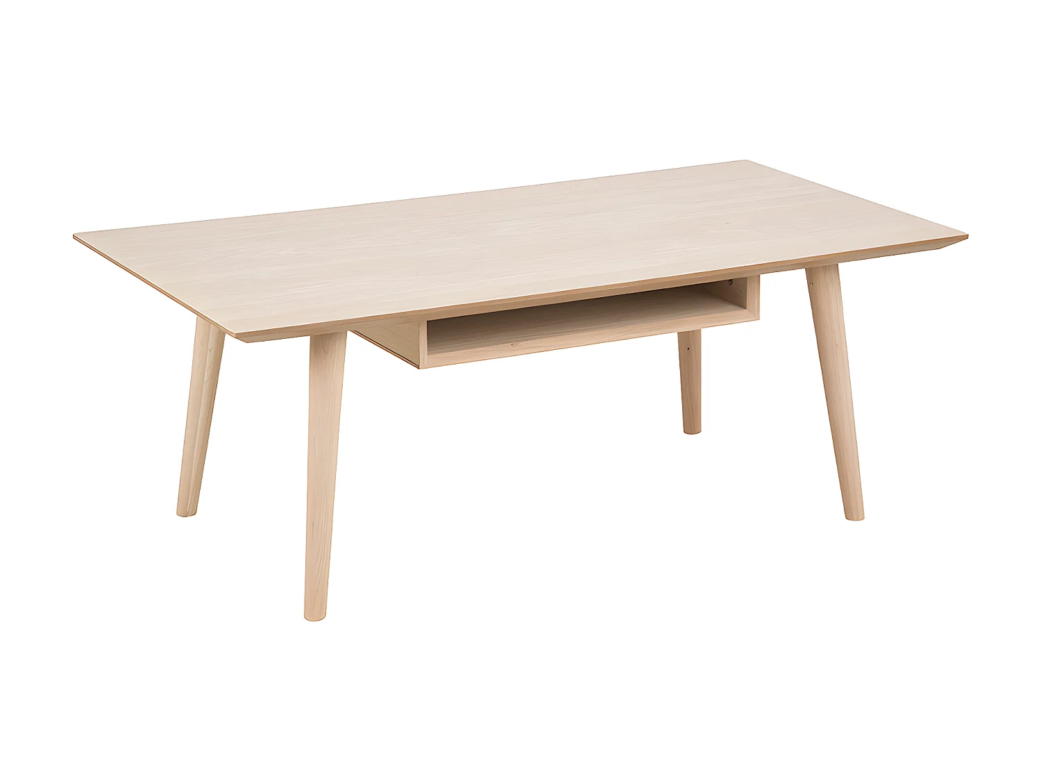 Cent Table basse avec 1 espace de rangement, en chêne, lixiviée en blanc.