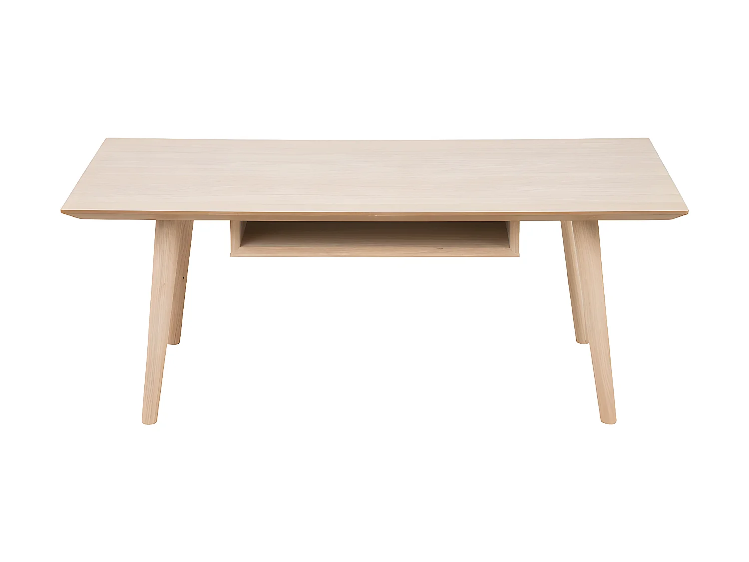 Cent Table basse avec 1 espace de rangement, en chêne, lixiviée en blanc.