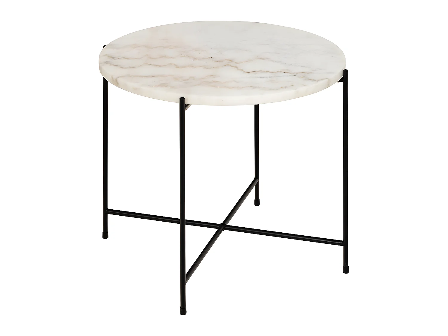 Avila table d'angle Ø52cm marbre blanc.