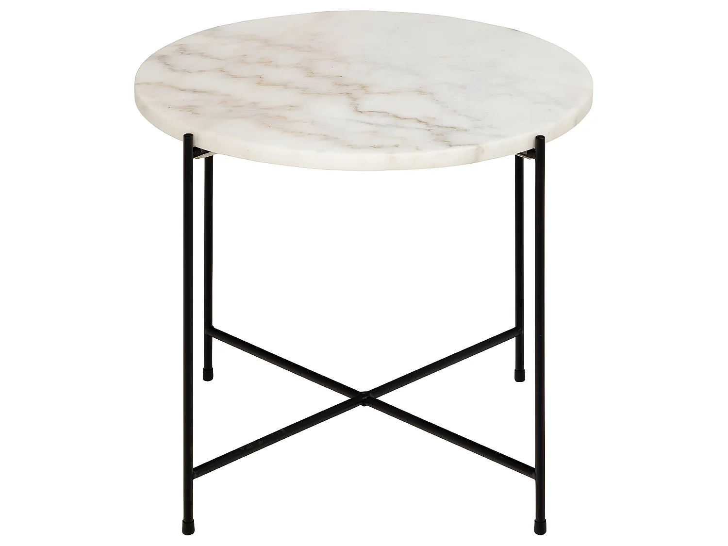 Avila table d'angle Ø52cm marbre blanc.